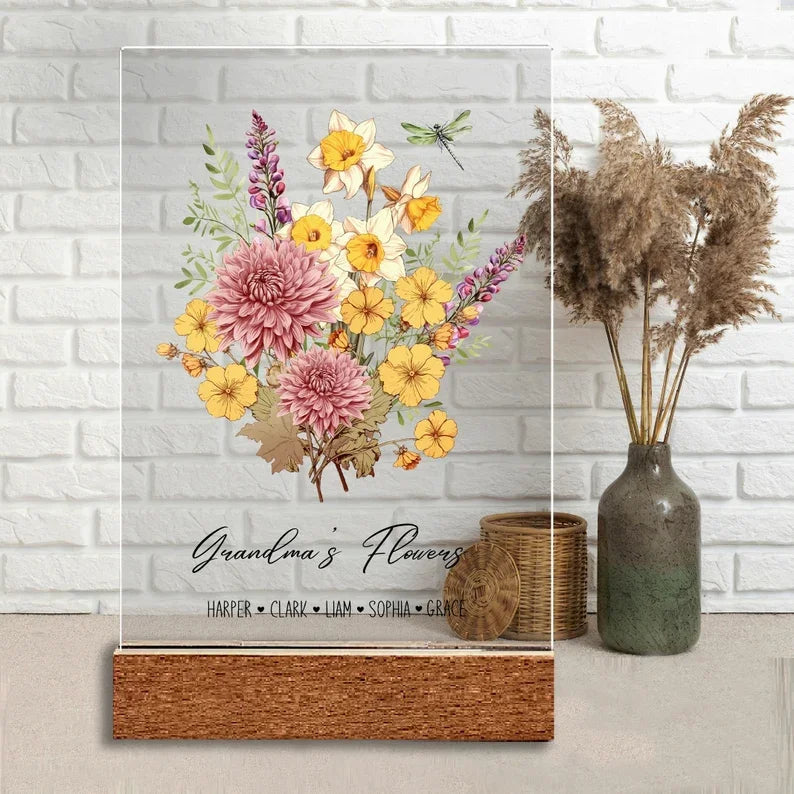 birth-flower-family-bouquet-birth-month-flower-art-custom-hand-drawn-art-birth-month-flower-print-personalized-gift
