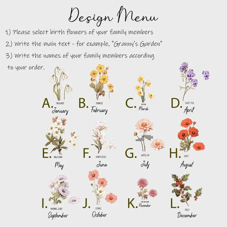 birth-flower-family-bouquet-birth-month-flower-art-custom-hand-drawn-art-birth-month-flower-print-personalized-gift