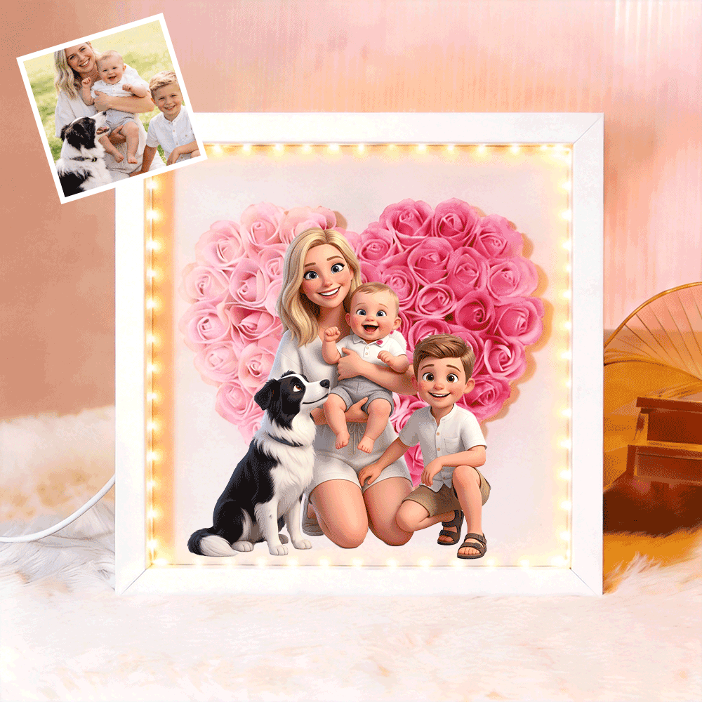 personalized-flower-shadow-box-custom-comic-style-photo-gift-for-mom-gift-for-mothers-day