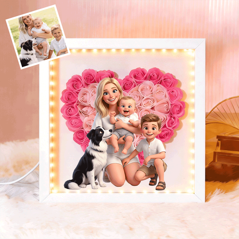 personalized-flower-shadow-box-custom-comic-style-photo-gift-for-mom-gift-for-mothers-day