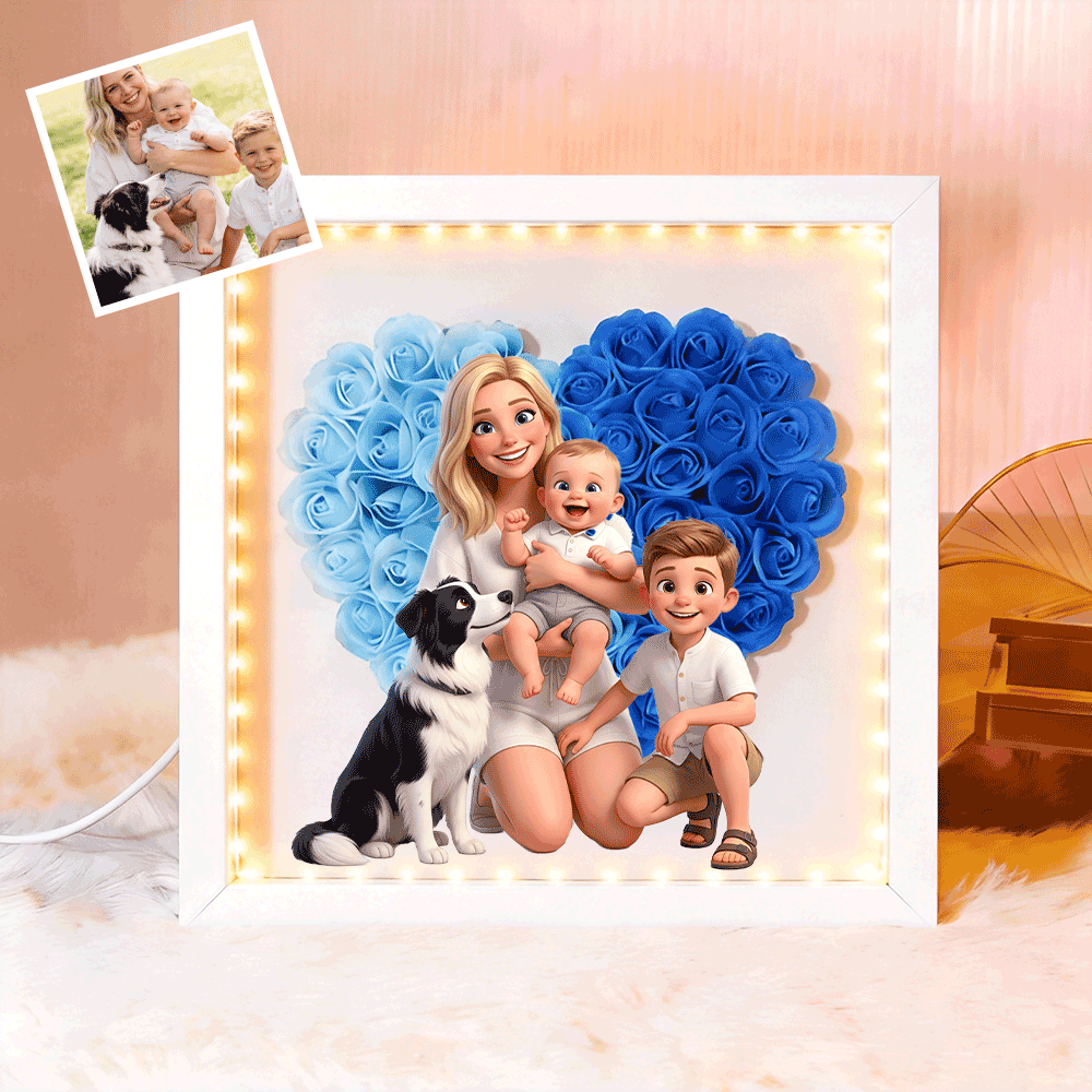 personalized-flower-shadow-box-custom-comic-style-photo-gift-for-mom-gift-for-mothers-day