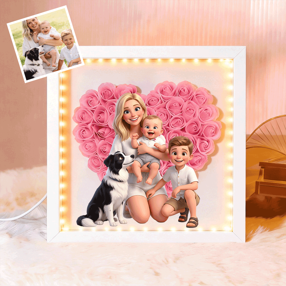 personalized-flower-shadow-box-custom-comic-style-photo-gift-for-mom-gift-for-mothers-day