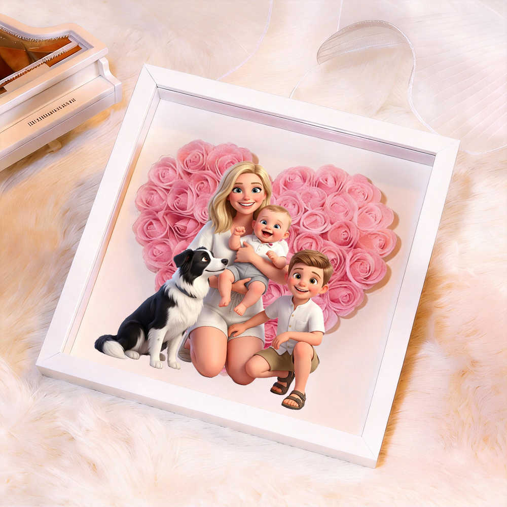 personalized-flower-shadow-box-custom-comic-style-photo-gift-for-mom-gift-for-mothers-day