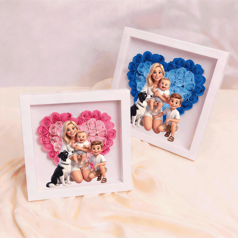 personalized-flower-shadow-box-custom-comic-style-photo-gift-for-mom-gift-for-mothers-day
