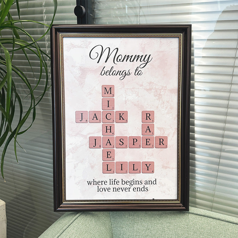 family-where-life-begins-and-love-never-ends-crossword-personalised-poster