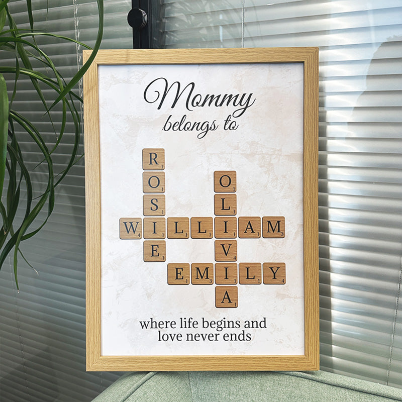 family-where-life-begins-and-love-never-ends-crossword-personalised-poster