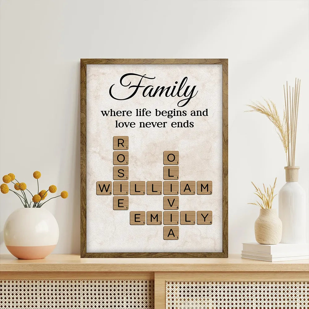 family-where-life-begins-and-love-never-ends-crossword-personalised-poster