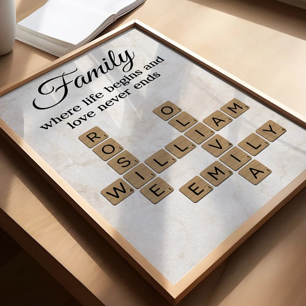 family-where-life-begins-and-love-never-ends-crossword-personalised-poster
