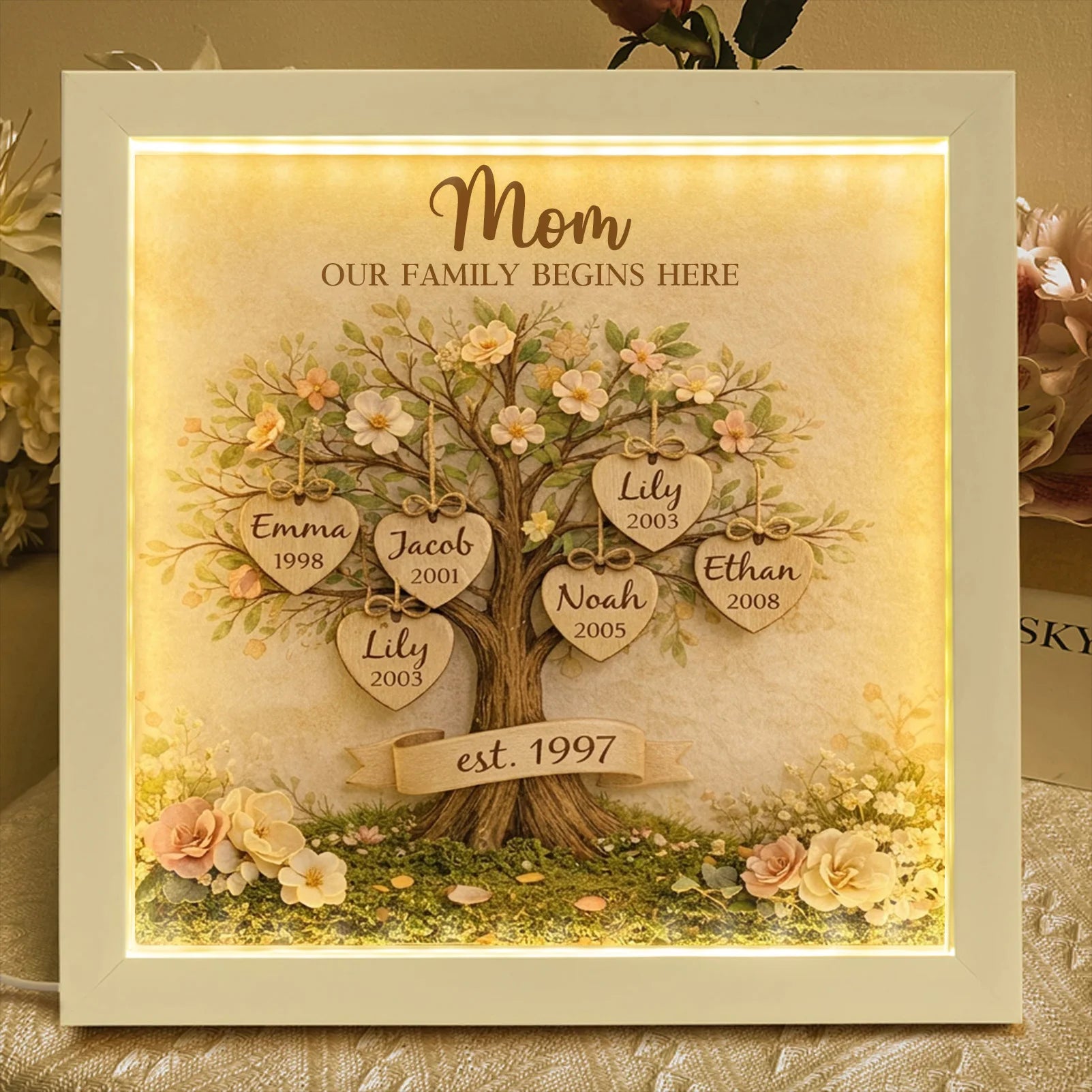 personalized-mom-family-tree-with-kids-names-birth-years-led-light-shadow-box-wooden-ornament
