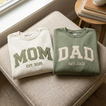 Custom Embroidered "Mom & Dad" Matching Sweatshirts –Cozy Gift for Parents