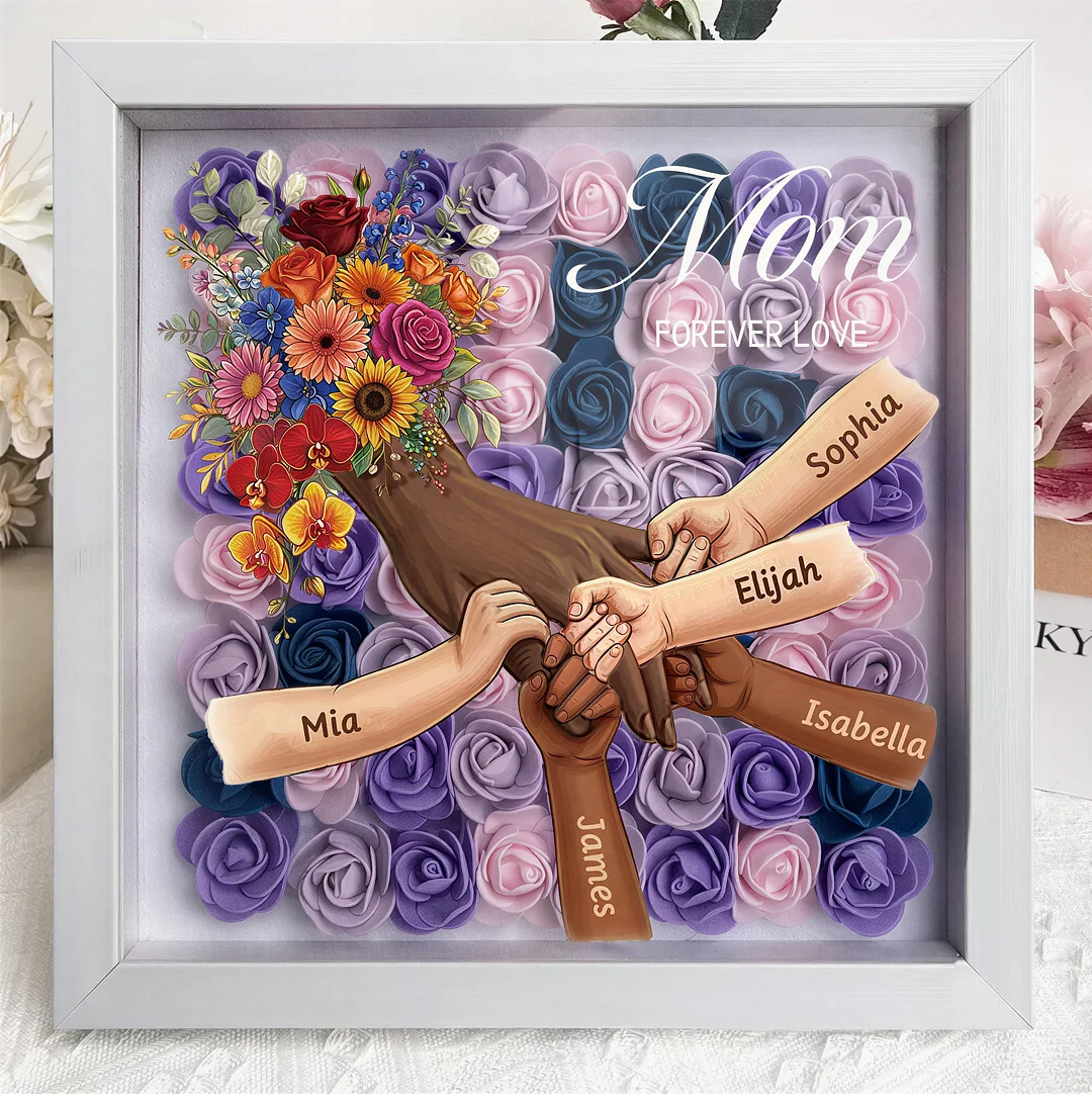 personalized-mommy-holding-hands-shadow-box-custom-mixed-skin-tone-hands-kids-names-floral-heart-frame-mother-s-day-gift