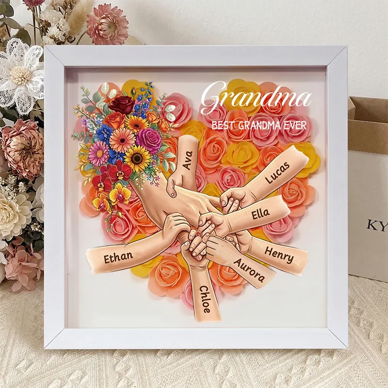 personalized-mommy-holding-hands-shadow-box-custom-mixed-skin-tone-hands-kids-names-floral-heart-frame-mother-s-day-gift
