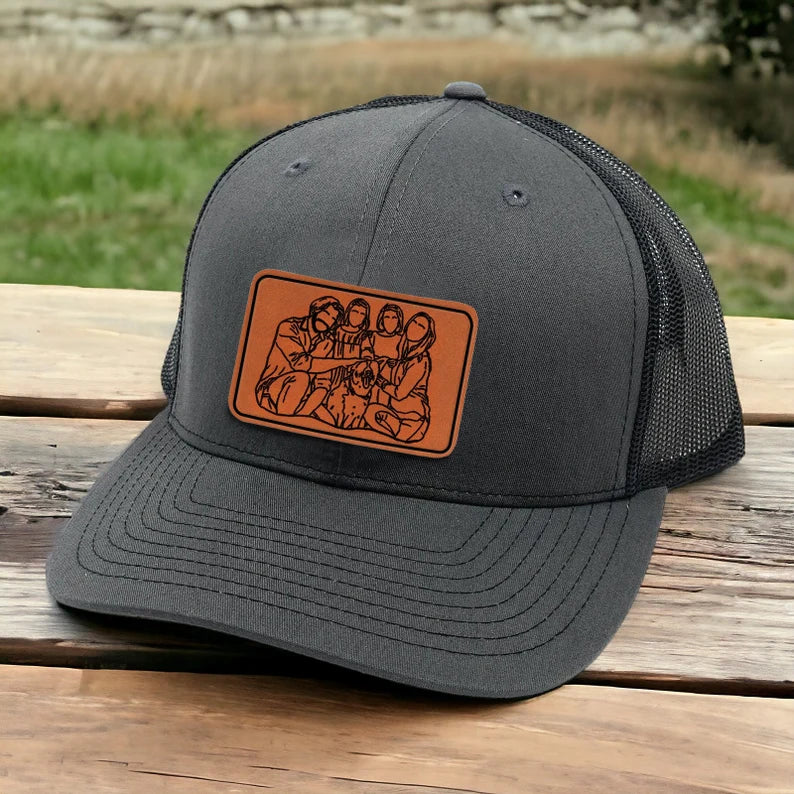 custom-photo-portrait-trucker-hat-personalized-leather-patch-cap-fathers-day-gift
