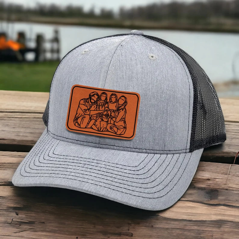 custom-photo-portrait-trucker-hat-personalized-leather-patch-cap-fathers-day-gift