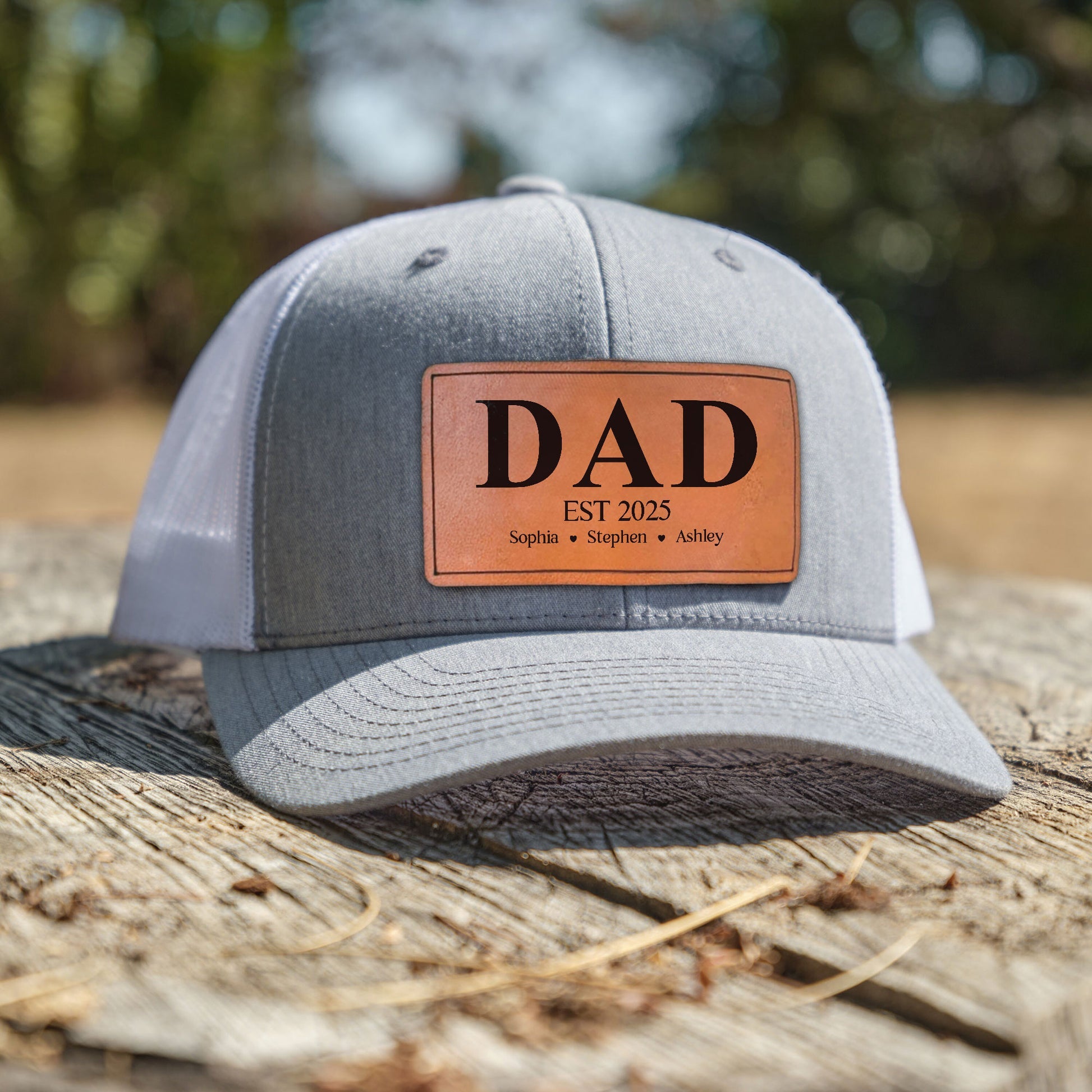 personalized-dad-est-year-leather-patch-trucker-hat-custom-dad-gift