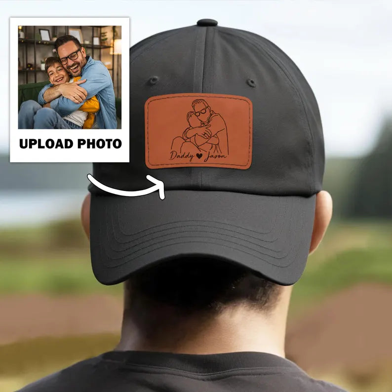 custom-line-art-portrait-embroidered-hat-personalized-fathers-day-gift
