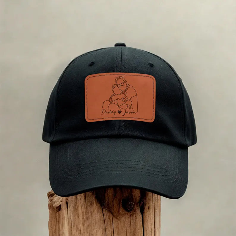 custom-line-art-portrait-embroidered-hat-personalized-fathers-day-gift