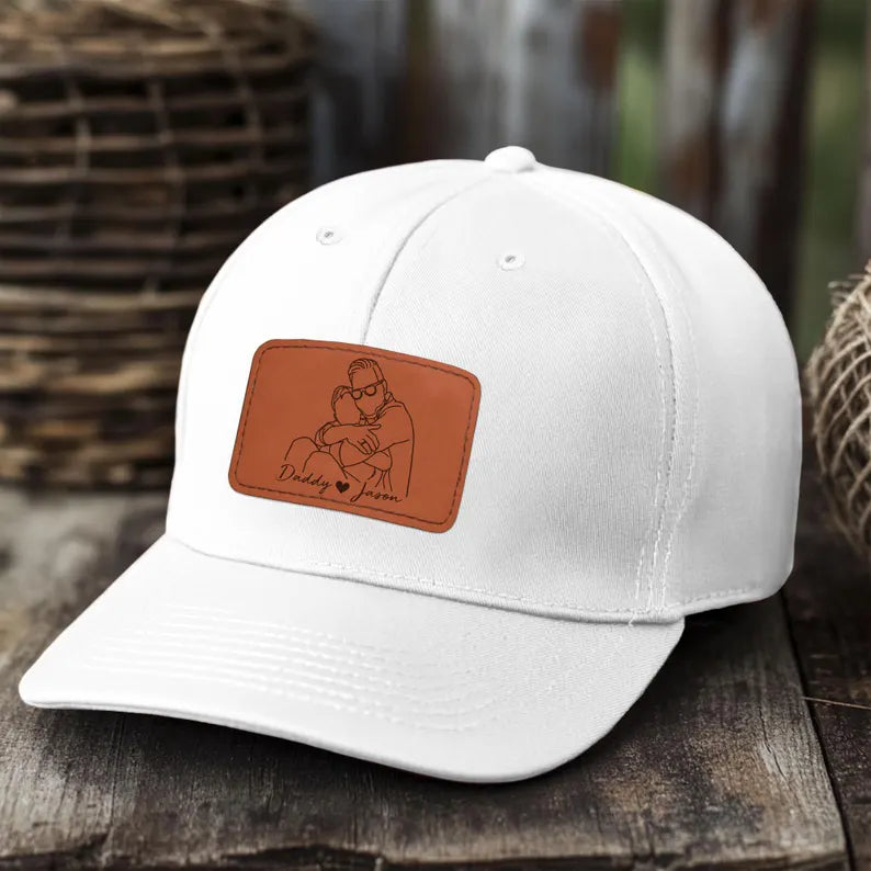 custom-line-art-portrait-embroidered-hat-personalized-fathers-day-gift