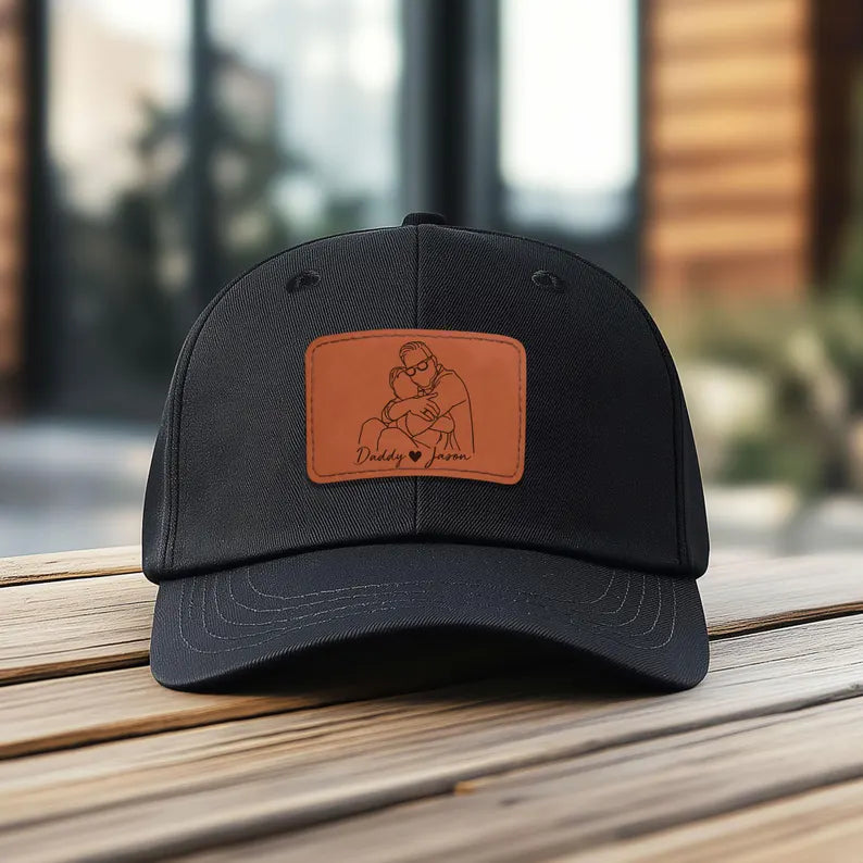 custom-line-art-portrait-embroidered-hat-personalized-fathers-day-gift