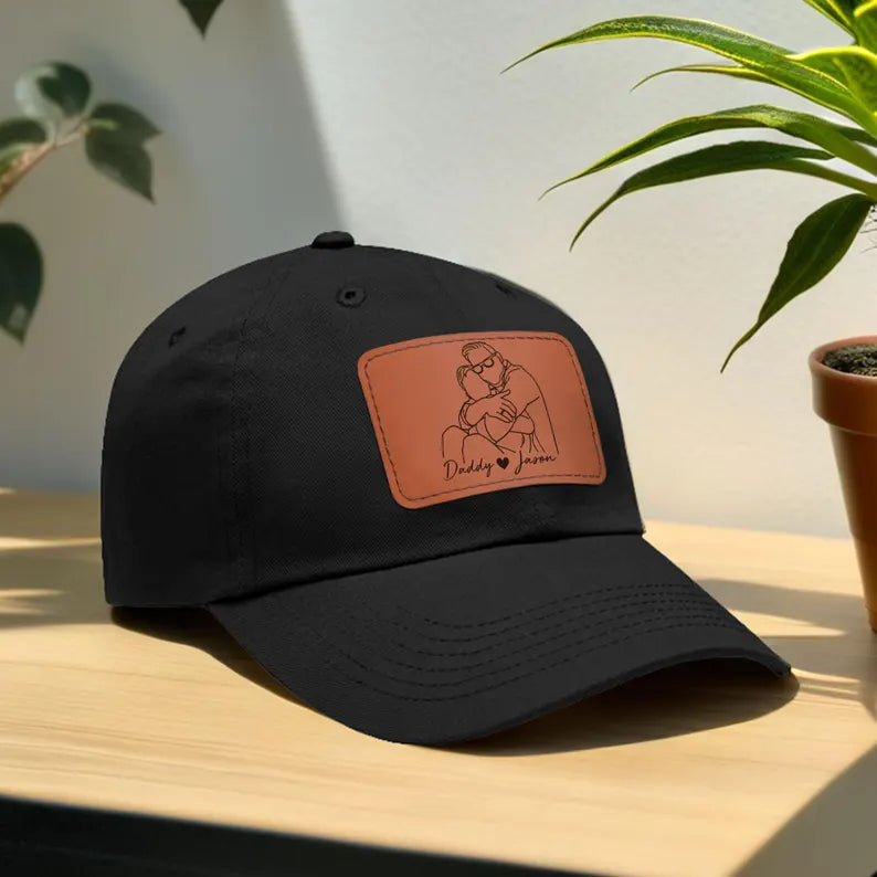 custom-line-art-portrait-embroidered-hat-personalized-fathers-day-gift