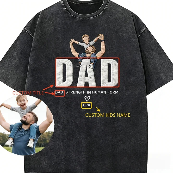 custom-portrait-embroidered-vintage-washed-t-shirt-dad-strength-in-human-form-fathers-day-gift