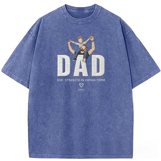 custom-portrait-embroidered-vintage-washed-t-shirt-dad-strength-in-human-form-fathers-day-gift