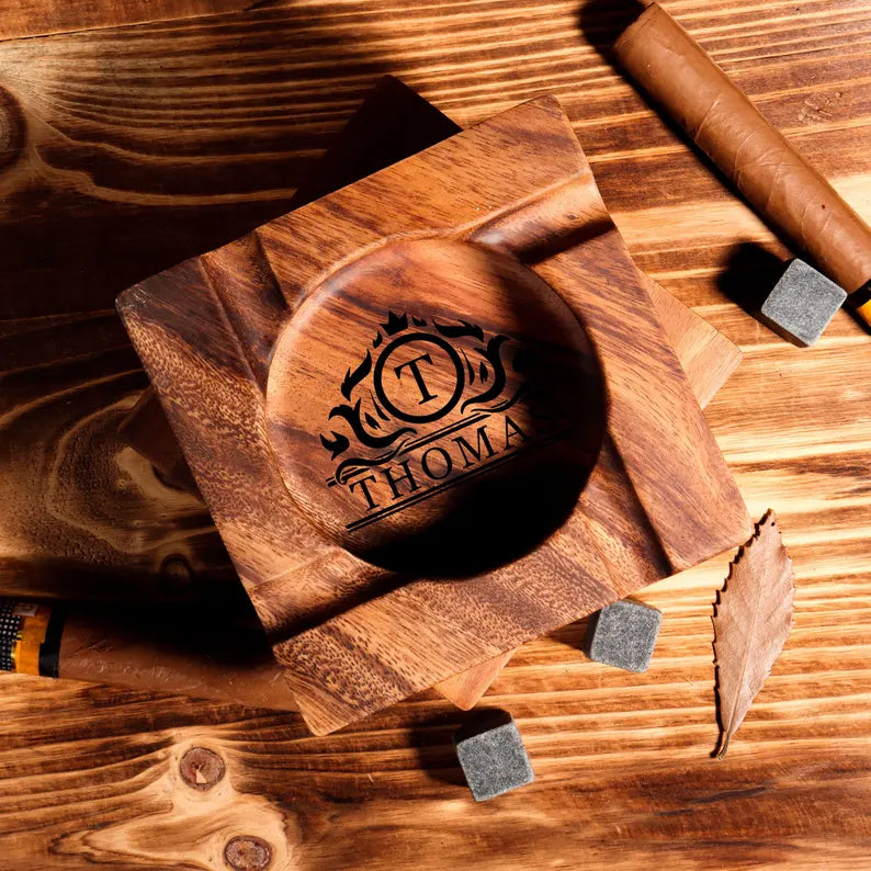 personalized-cigar-ashtray-cigar-holder-unique-ashtray-walnut-wood-ashtray-cigar-accessory-husband-fathers-gift