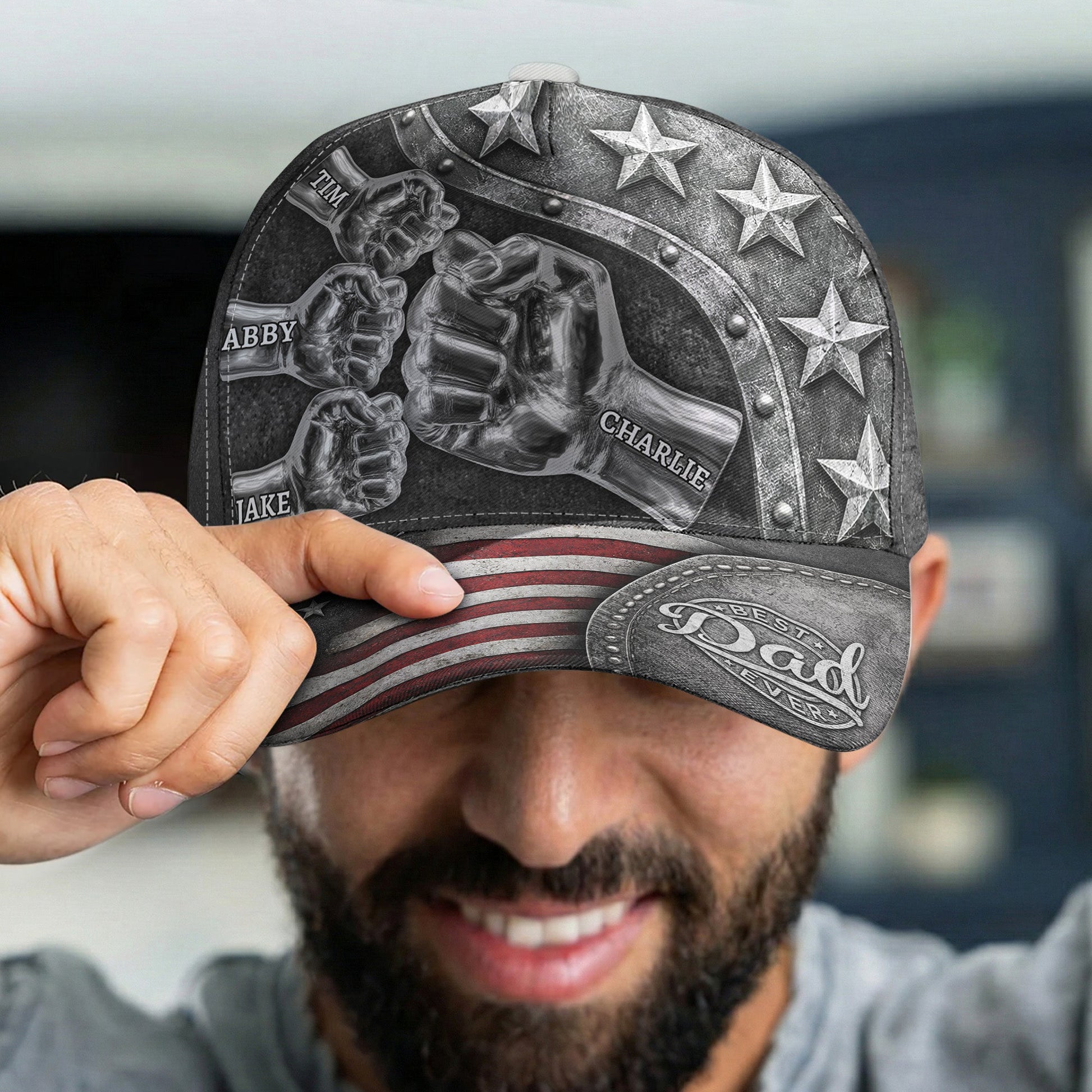 personalized-best-dad-ever-metal-style-print-cap-custom-fathers-day-gift-with-kids-names