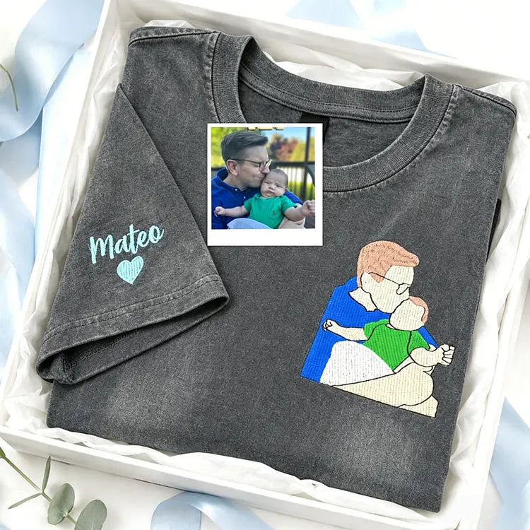 custom-washed-dad-t-shirt-with-kid-portrait-embroidery-personalized-fathers-day-gift