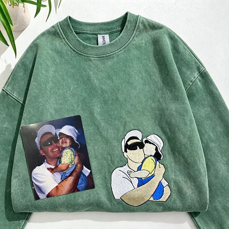 custom-washed-dad-t-shirt-with-kid-portrait-embroidery-personalized-fathers-day-gift