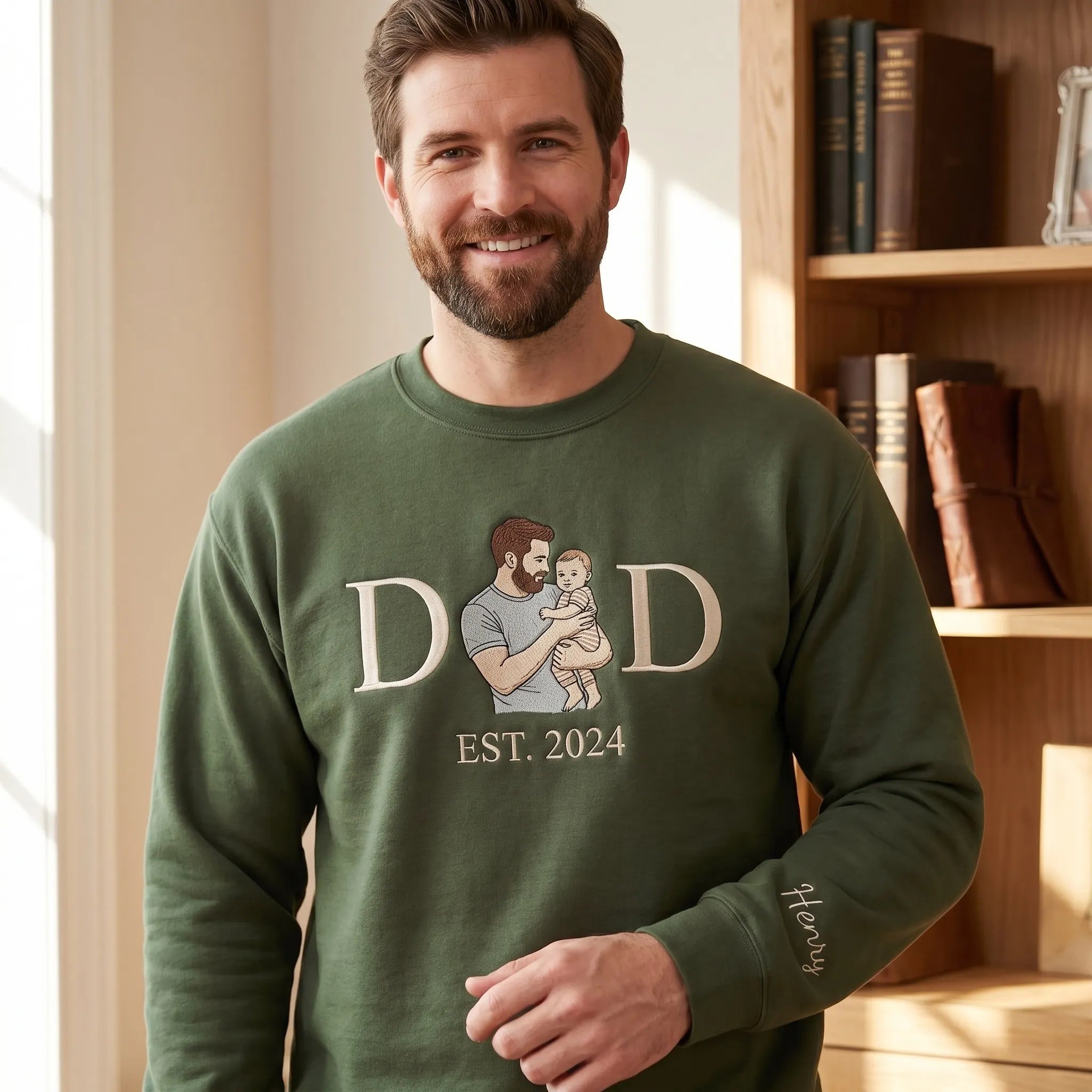 custom-dad-portrait-embroidered-sweatshirt-personalized-fathers-day-gift-with-est-year-sleeve-name