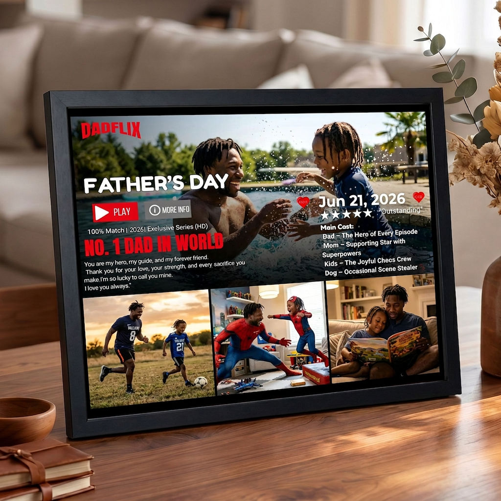 custom-dadflix-fathers-day-poster-personalized-no-1-dad-in-world-movie-style-photo-frame-gift-customizable-family-photo-collage