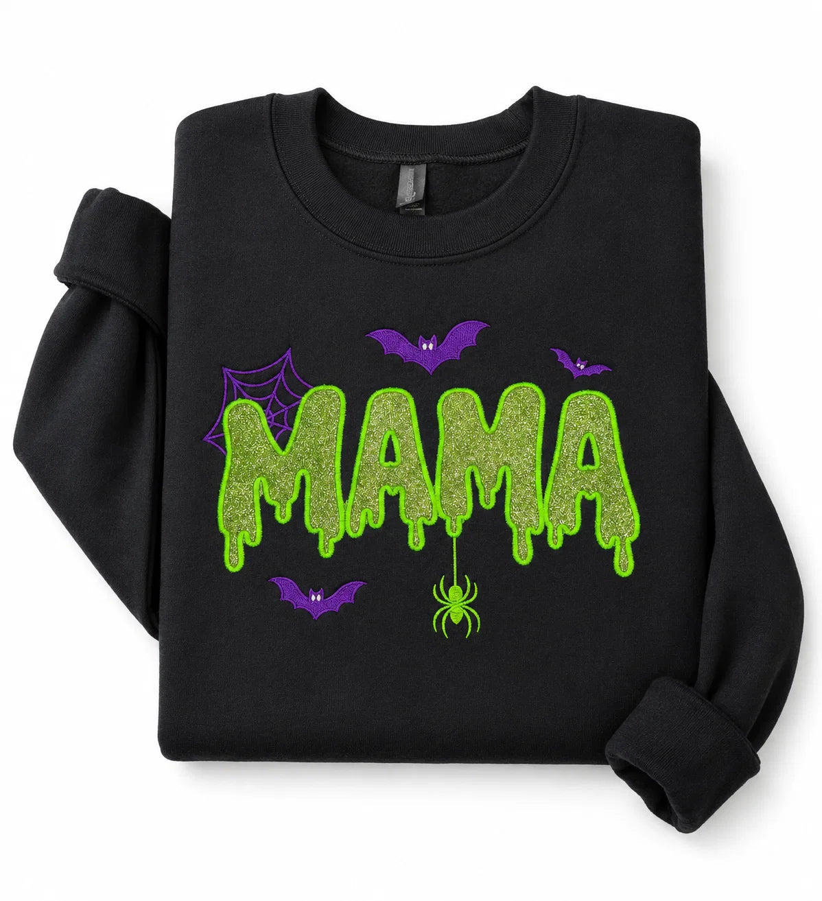 custom-spooky-mama-sweatshirt-glitter-drip-mama-embroidered-crewneck-halloween-mom-gift