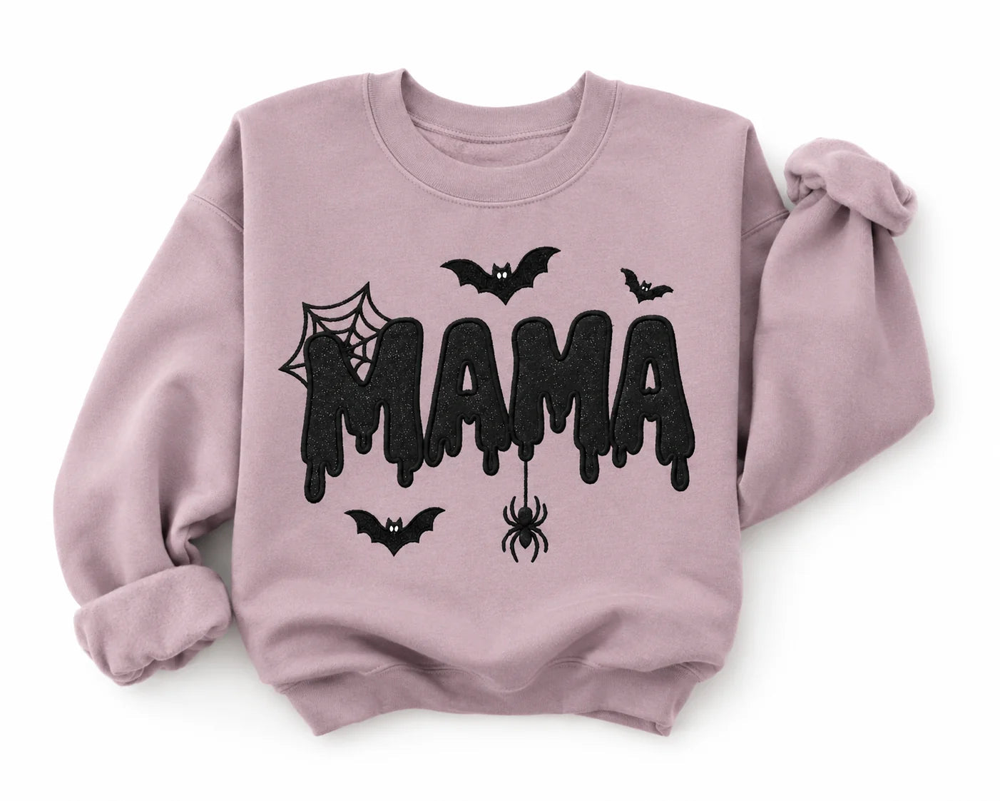 custom-spooky-mama-sweatshirt-glitter-drip-mama-embroidered-crewneck-halloween-mom-gift