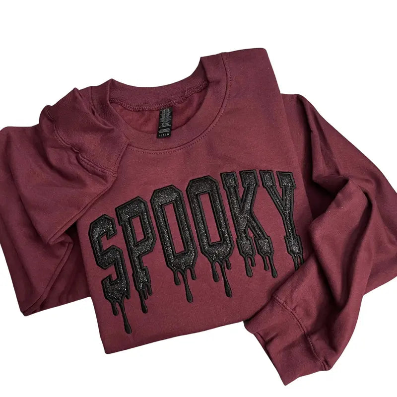 custom-spooky-embroidered-sweatshirt-drippy-glitter-halloween-sweatshirt