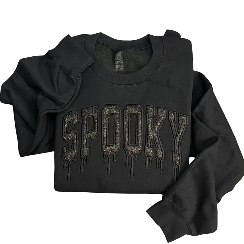 custom-spooky-embroidered-sweatshirt-drippy-glitter-halloween-sweatshirt