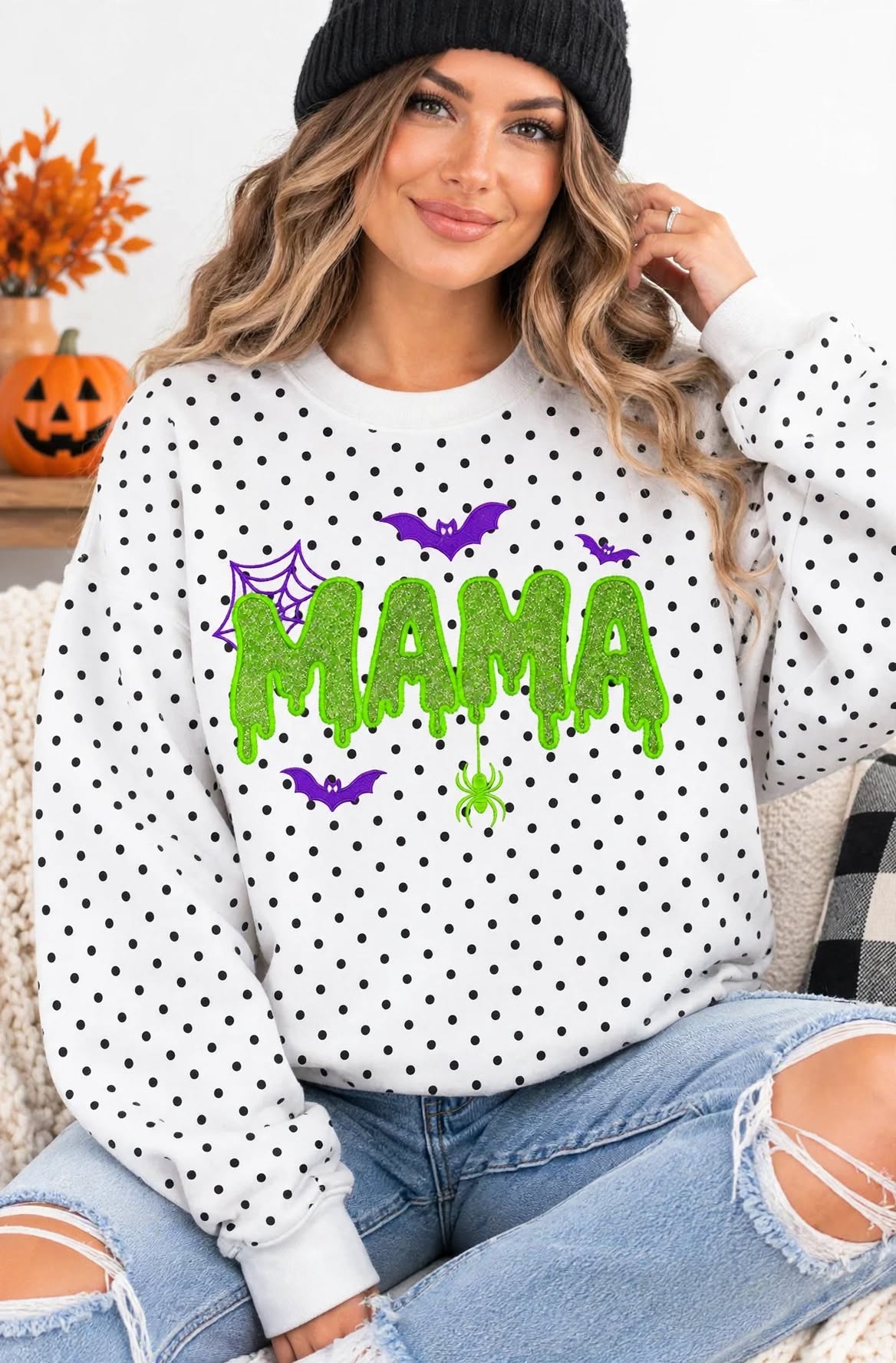personalized-halloween-mama-glitter-embroidered-polka-dot-sweatshirt