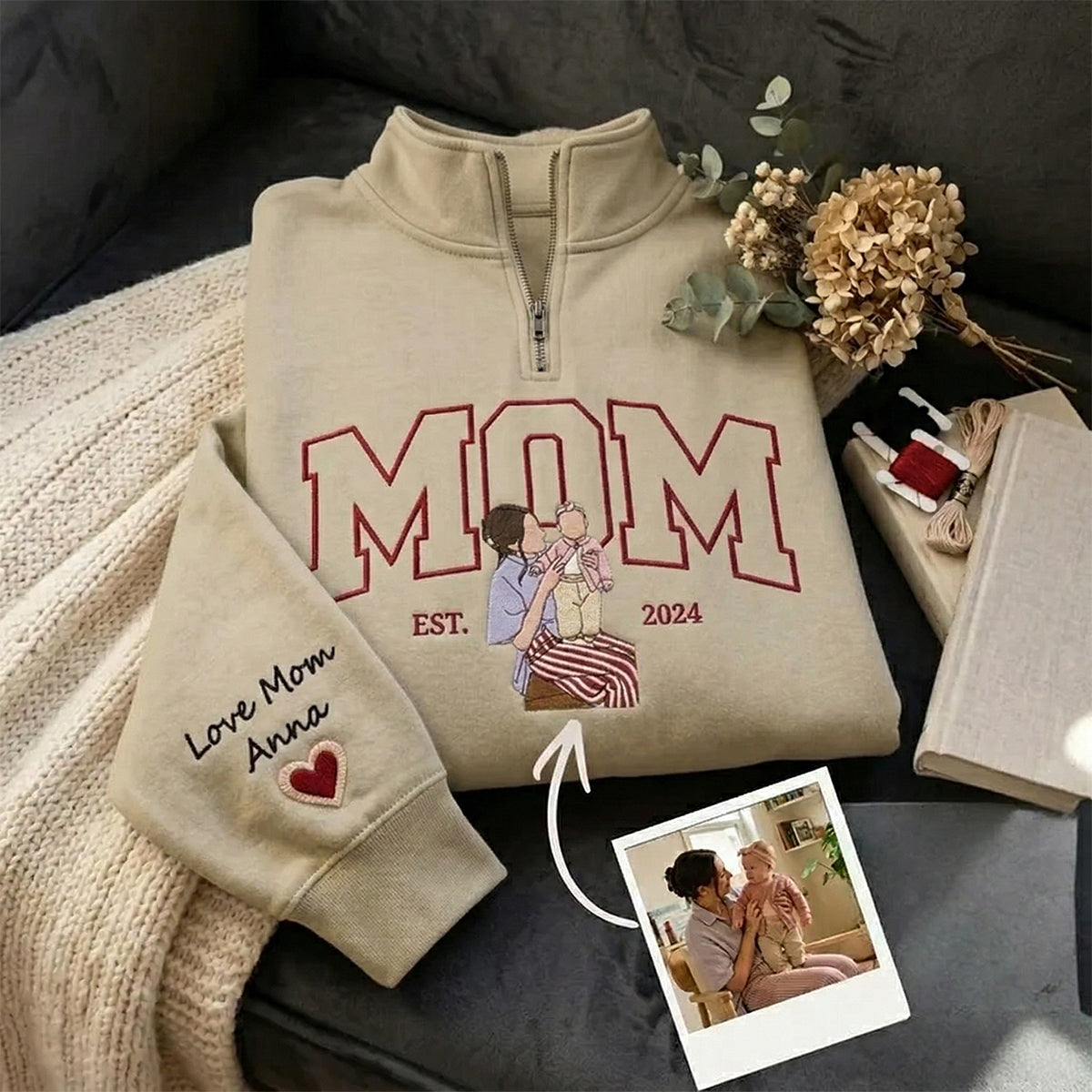 custom-mama-sweatshirt-with-photo-personalized-embroidered-quarter-zip-pullover-mothers-day-gift