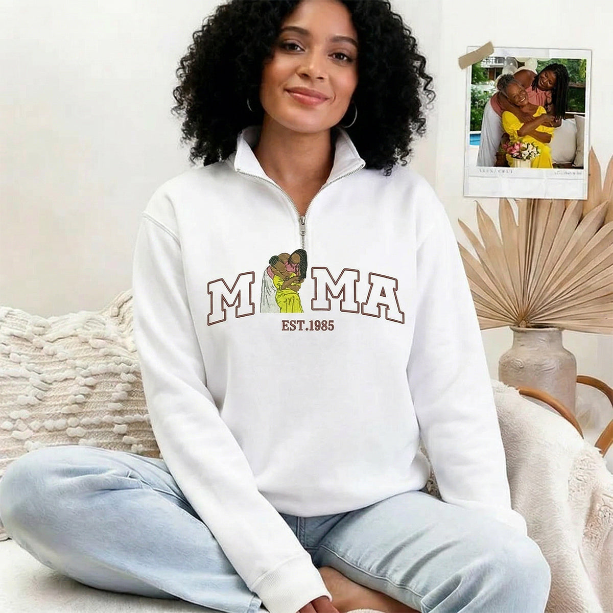 custom-embroidered-quarter-zip-sweatshirt-with-mama-and-kids-portrait-mothers-day-gift