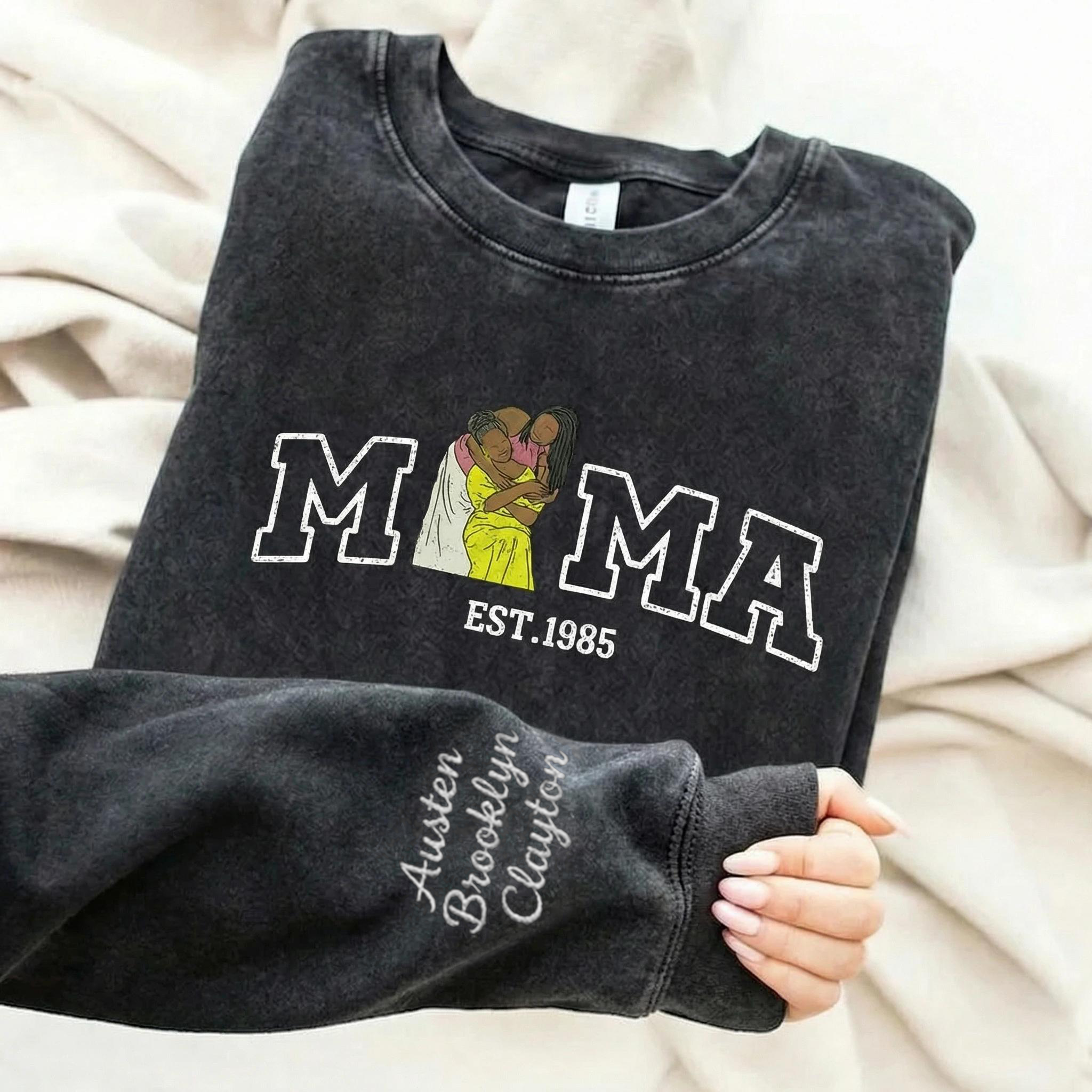 vintage-washed-custom-embroidered-mum-kids-portrait-sweatshirt-mothers-day-gift