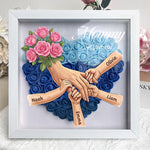 "Pink Roses"-Personalized Mom Holding Hands  Shadow Box-Mother's Day Remembrance Frame, In Loving Memory Gift
