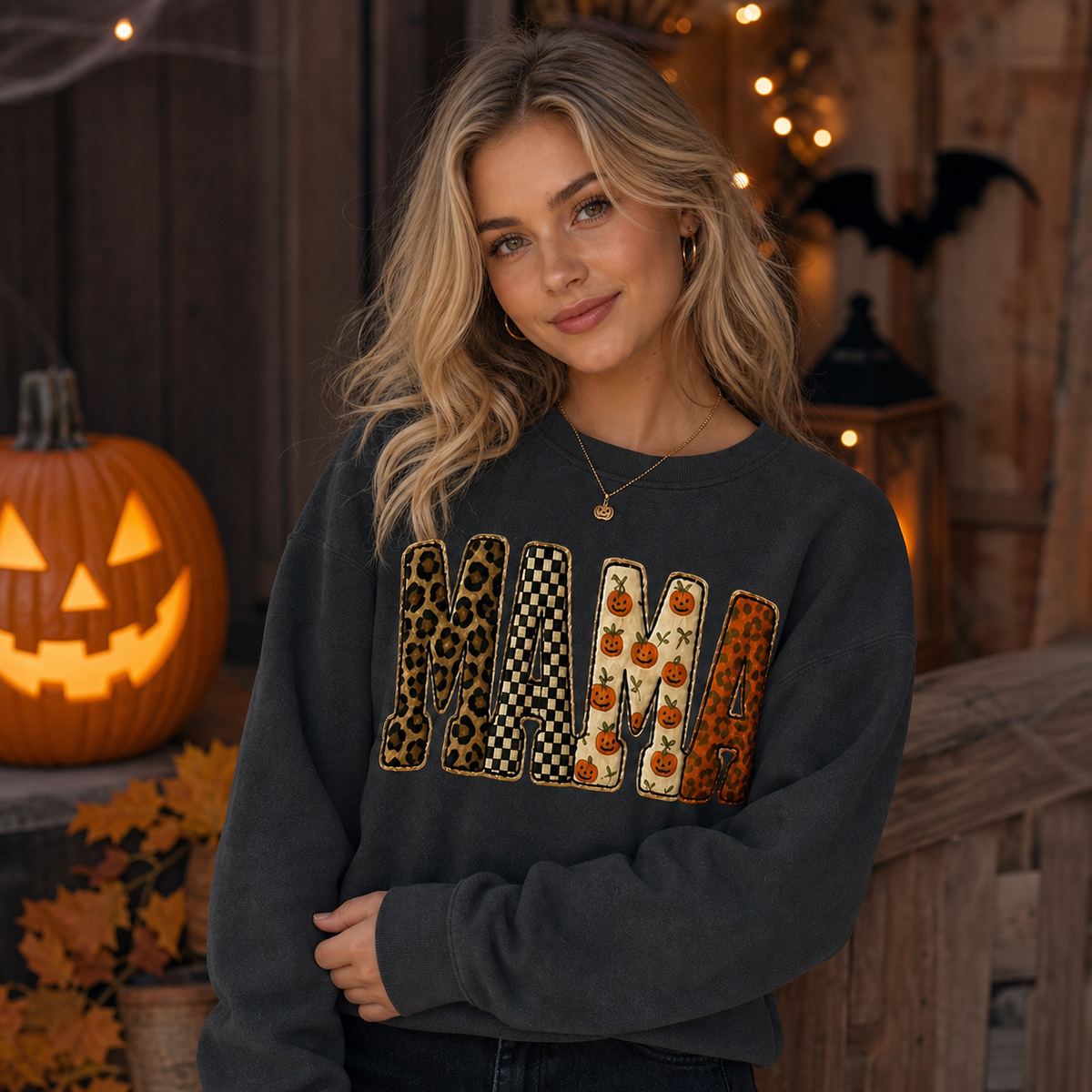 custom-halloween-patchwork-letters-clipart-pumpkin-leopard-checkered-cozy-autumn-sweatshirt