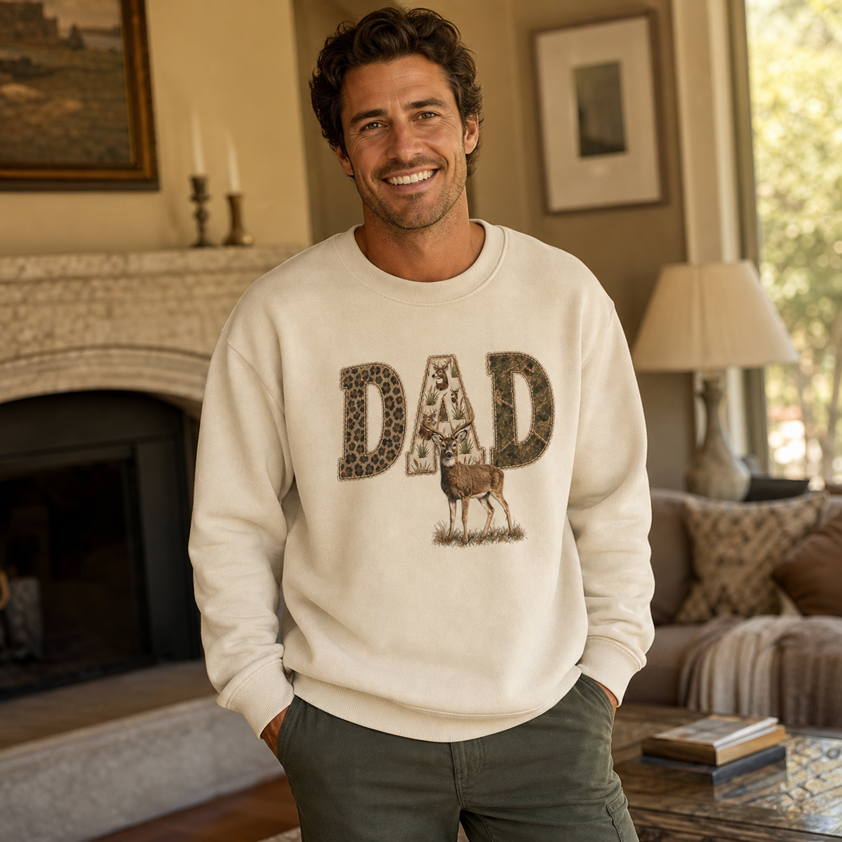 custom-deer-hunting-dad-sweatshirt-full-deer-graphic-vintage-wash-pullover-camo-leopard-print-personalized-gift-for-father