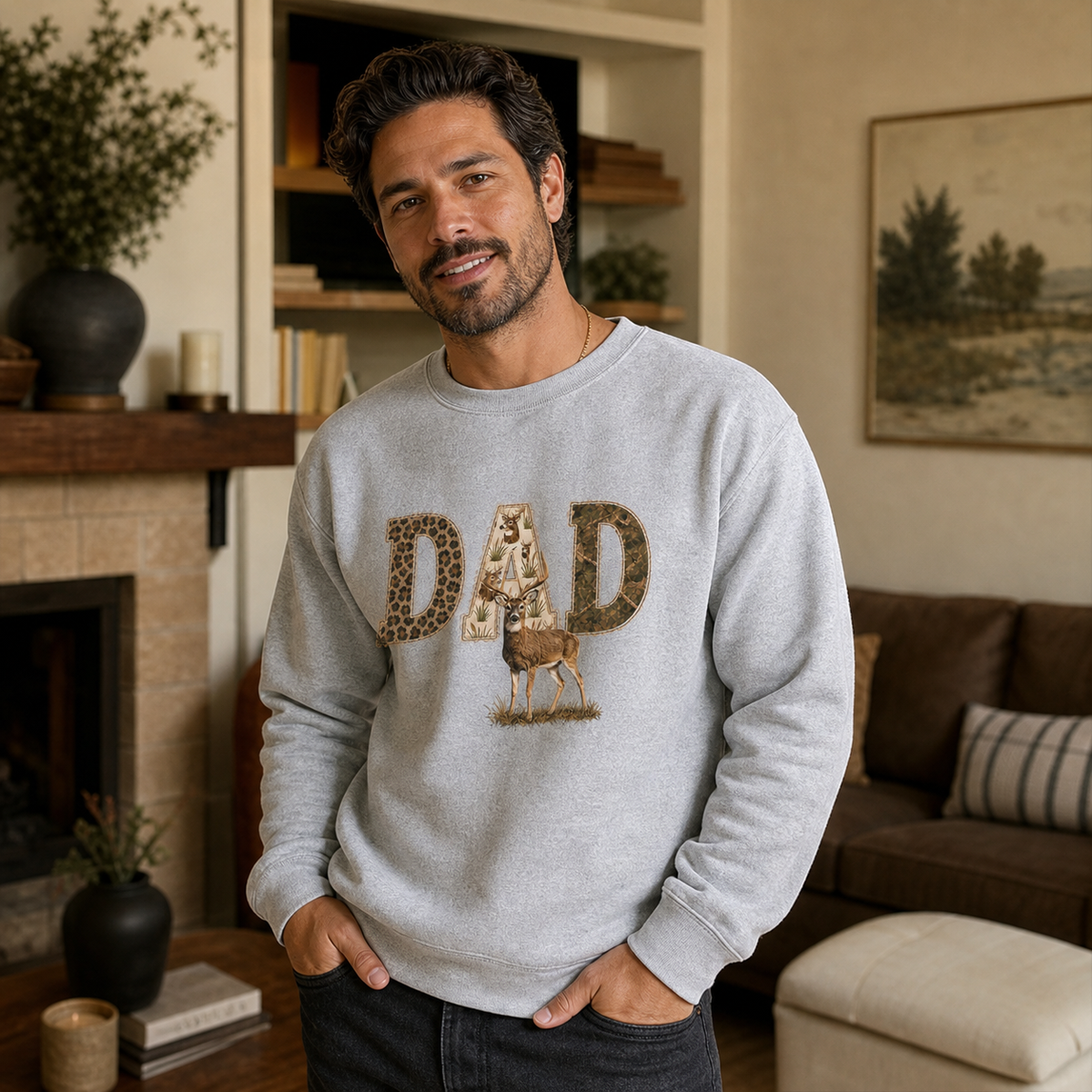custom-deer-hunting-dad-sweatshirt-full-deer-graphic-vintage-wash-pullover-camo-leopard-print-personalized-gift-for-father