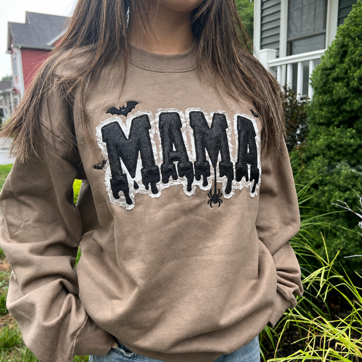 custom-glitter-spooky-mama-drip-lace-embroidery-sweatshirt-halloween-mom-pullover