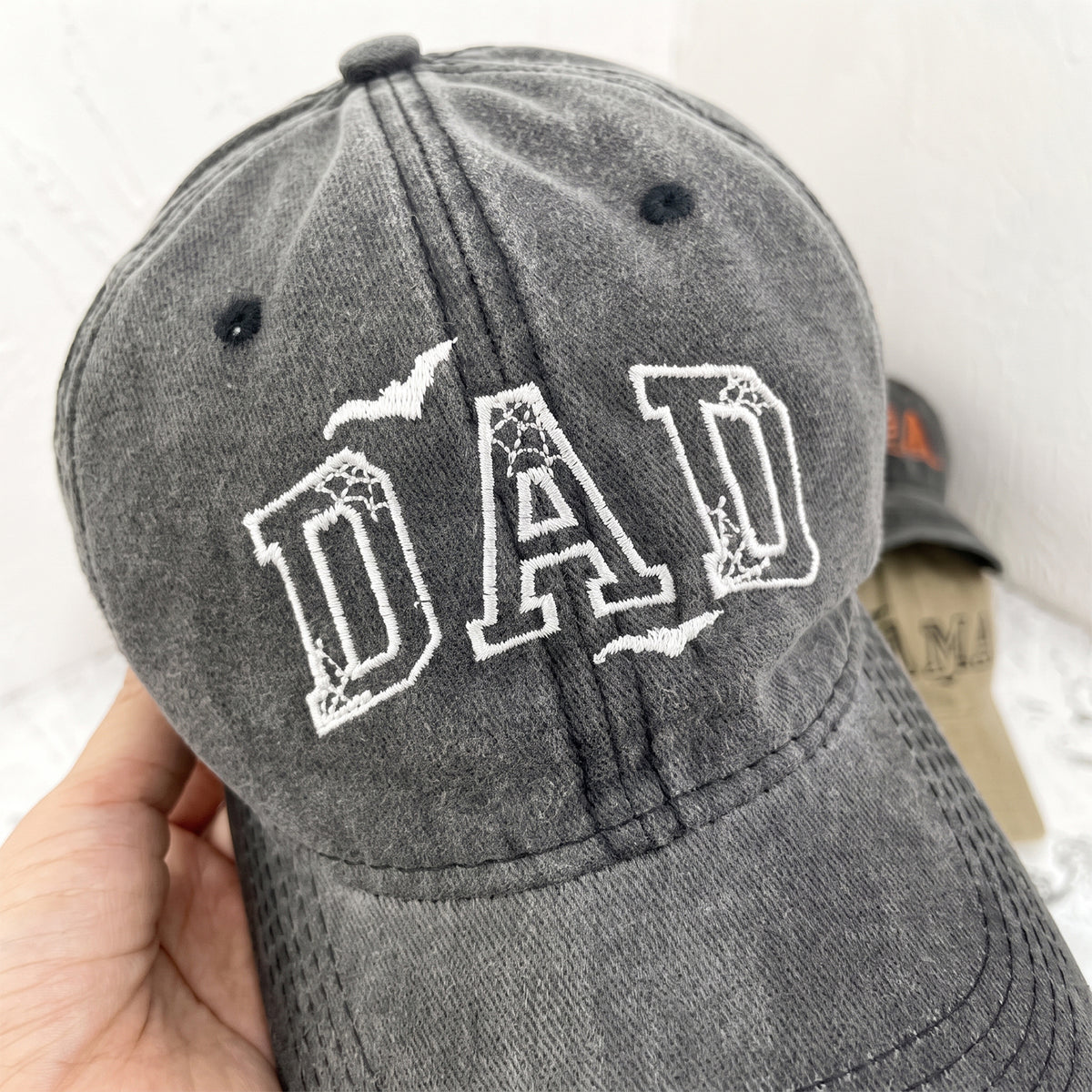 custom-halloween-family-embroidered-baseball-cap-personalized-hat-vintage-distressed-unisex-dad-mom-cap