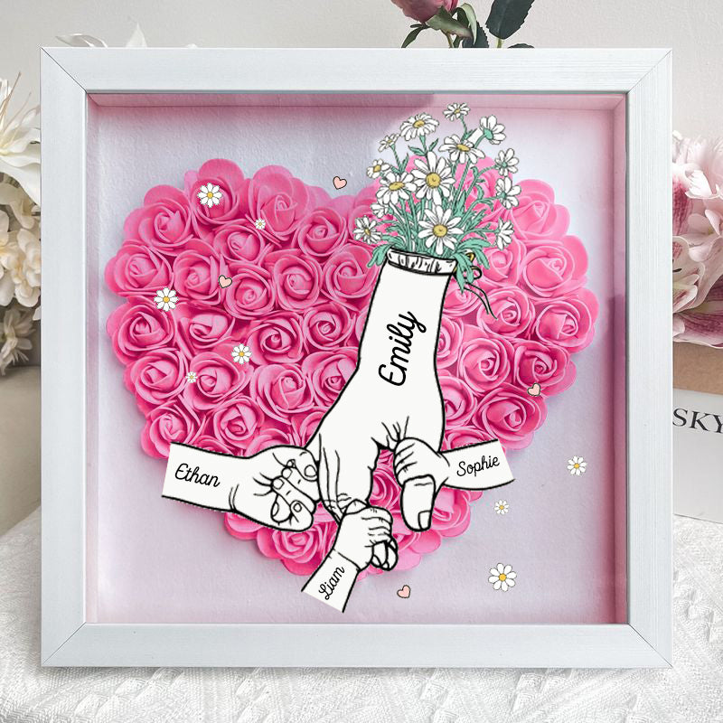 mum-hand-holding-personalized-flower-shadow-box-mothers-day-gift