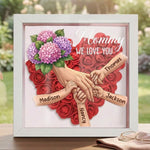 "Hydrangea"-Personalized Mom Holding Hands Flower Shadow Box-Mother's Day Remembrance Frame