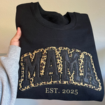 Custom Leopard Glitter Embroidered Sweatshirt/Hoodie | Gift For MAMA