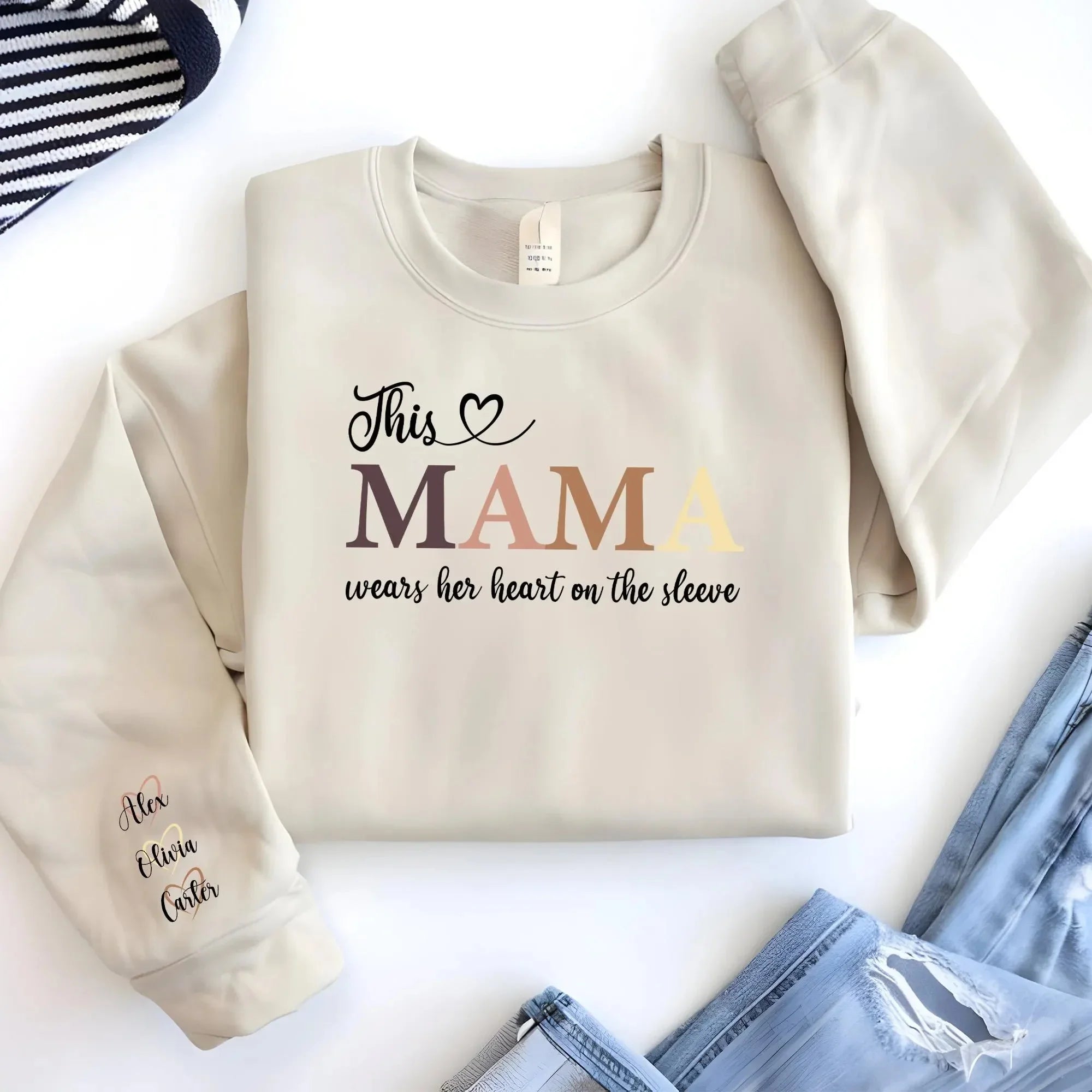 wear-your-heart-on-your-sleeve-custom-sweatshirt-with-names-on-sleeve-mothers-day-gift
